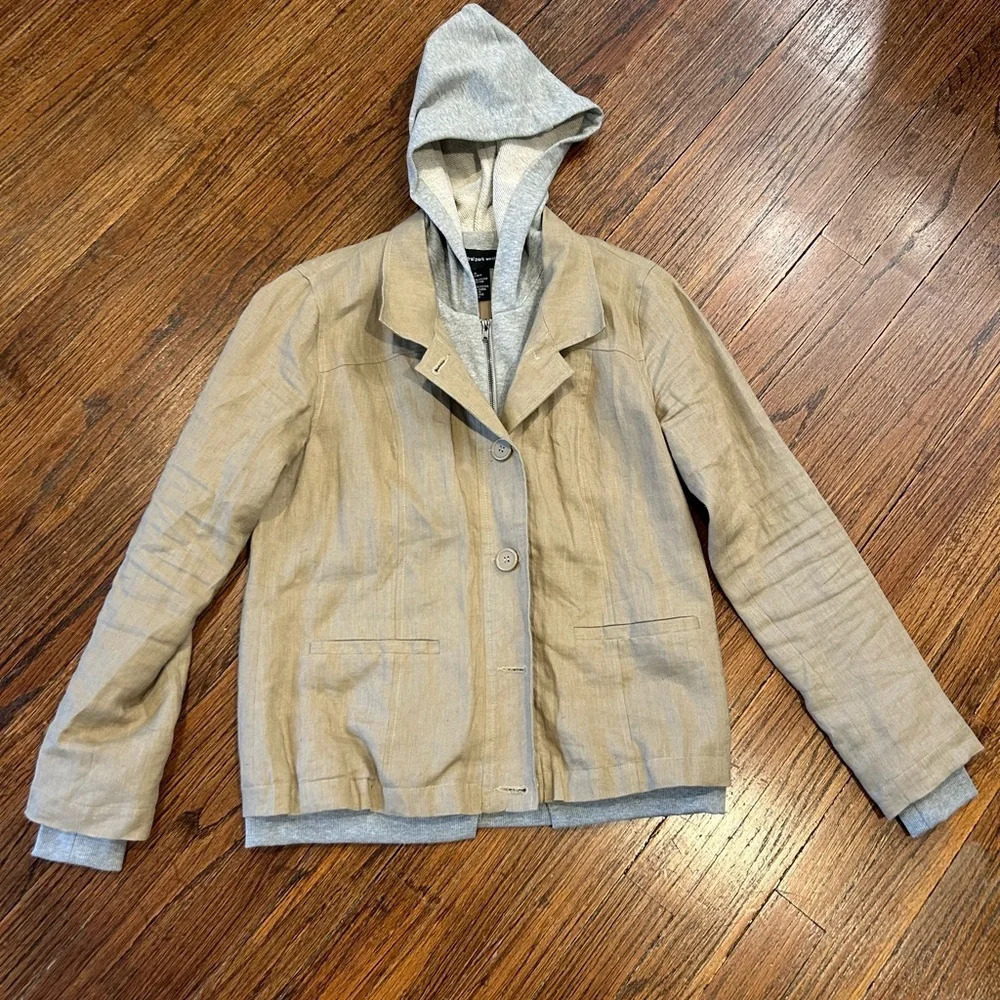 Central Park West Linen Hooded Blazer